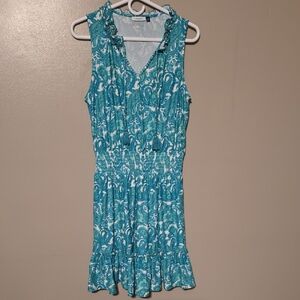 Cabana Life Women’s Cabana Life - Sleeveless Ruffle Dress Blue Green Size Medium
